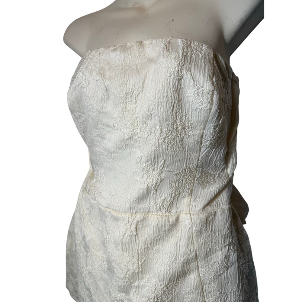 NWT Lulus XL Charming Ideal Ivory Floral Jaquard Organza Bow Back Romper Bridal - Picture 4 of 11